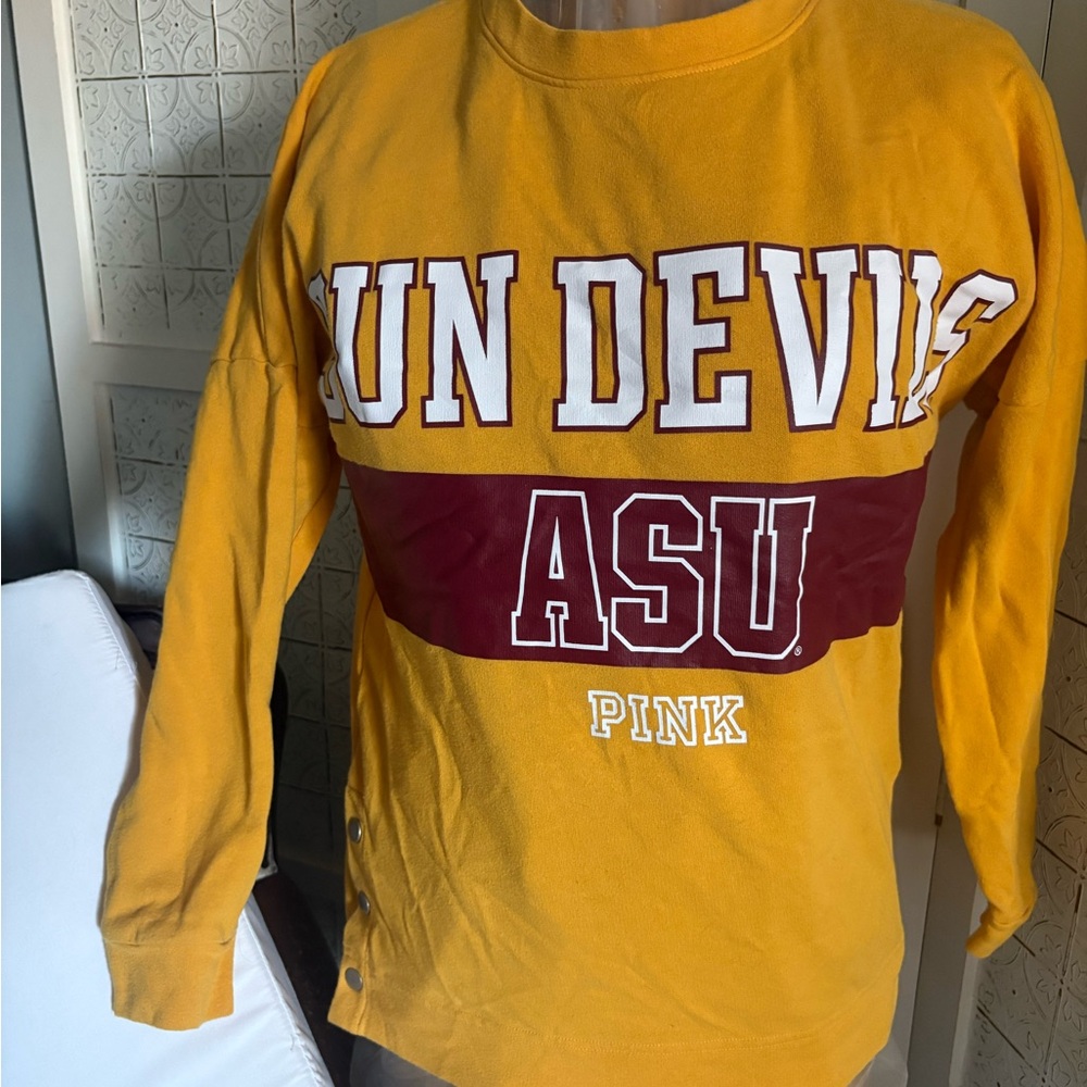 PINK Victoria's Secret Yellow and Maroon ASU Sweatshirt